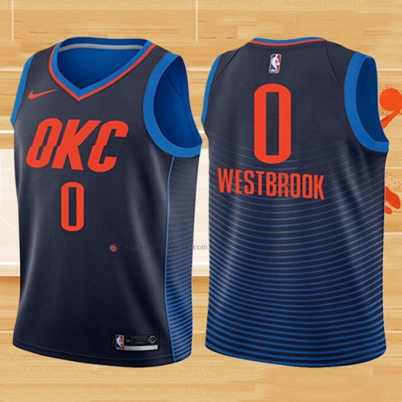 Camiseta Nino Oklahoma City Thunder Russell Westbrook NO 0 Statement 2017-18 Azul