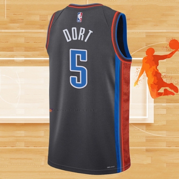 Camiseta Oklahoma City Thunder Luguentz Dort NO 5 Ciudad 2022-23 Gris