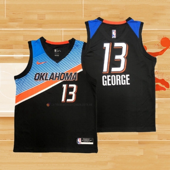 Camiseta Oklahoma City Thunder Paul George NO 13 Ciudad 2020-21 Negro