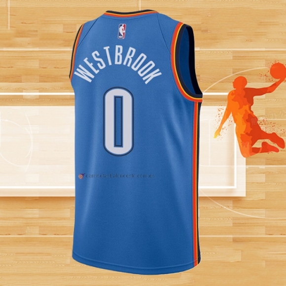 Camiseta Oklahoma City Thunder Russell Westbrook NO 0 Icon Azul