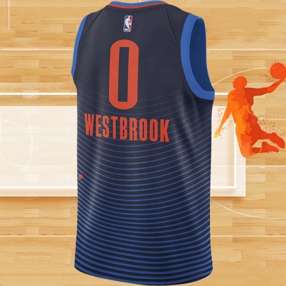 Camiseta Oklahoma City Thunder Russell Westbrook NO 0 Statement Azul