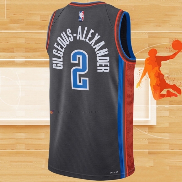 Camiseta Oklahoma City Thunder Shai Gilgeous-Alexander NO 2 Ciudad 2022-23 Gris