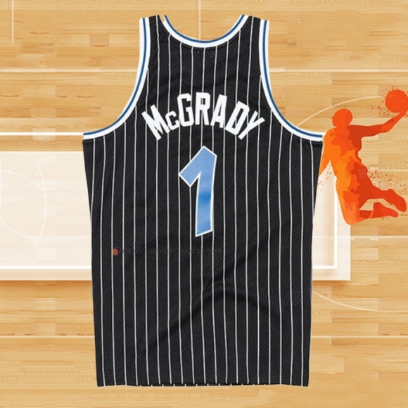 Camiseta Orlando Magic Tracy McGrady NO 1 Hardwood Classics Throwback Negro