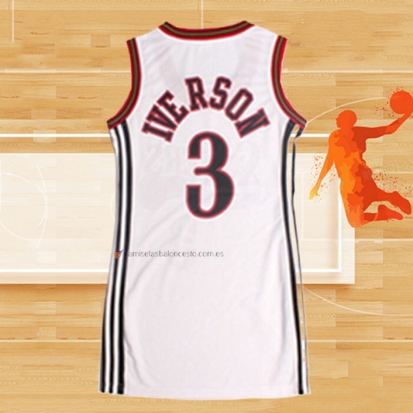 Camiseta Mujer Philadelphia 76ers Allen Iverson NO 3 Blanco