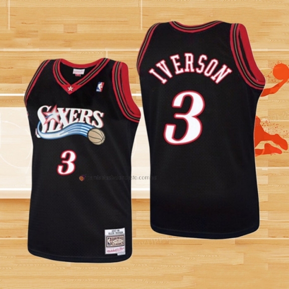 Camiseta Nino Philadelphia 76ers Allen Iverson NO 3 Mitchell & Ness 1997-98 Negro