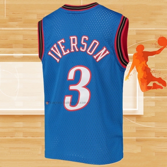 Camiseta Nino Philadelphia 76ers Allen Iverson NO 3 Mitchell & Ness 1999-00 Azul