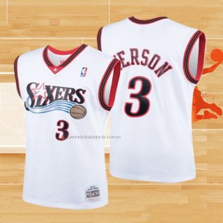 Camiseta Nino Philadelphia 76ers Allen Iverson NO 3 Mitchell & Ness 2000 Blanco