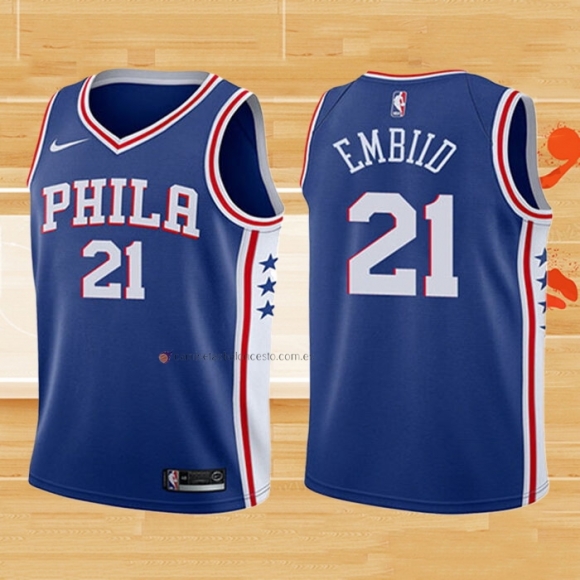 Camiseta Nino Philadelphia 76ers Joel Embiid NO 21 2017-18 Azul