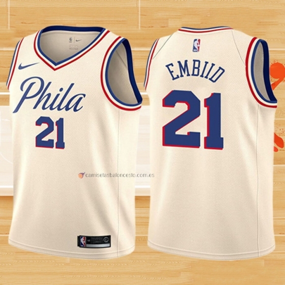 Camiseta Nino Philadelphia 76ers Joel Embiid NO 21 Ciudad Crema