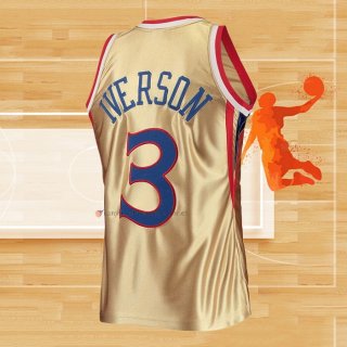 Camiseta Philadelphia 76ers Allen Iverson NO 3 Mitchell & Ness 1996-97 Oro