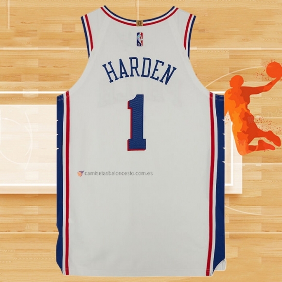 Camiseta Philadelphia 76ers James Harden NO 1 Association Autentico Blanco