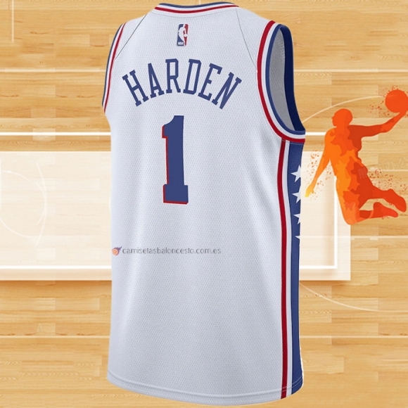 Camiseta Philadelphia 76ers James Harden NO 1 Association Blanco