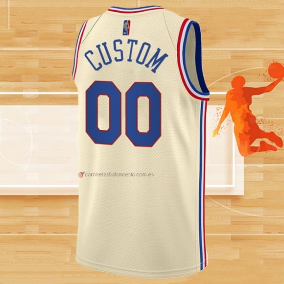 Camiseta Philadelphia 76ers Personalizada Earned 2020-21 Crema