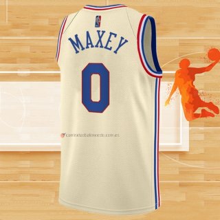 Camiseta Philadelphia 76ers Tyrese Maxey NO 0 Earned 2020-21 Crema