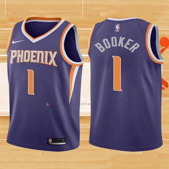 Camiseta Nino Phoenix Suns Devin Booker NO 1 Icon 2017-18 Violeta