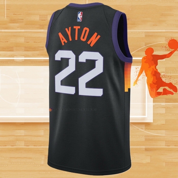 Camiseta Phoenix Suns Deandre Ayton NO 22 Ciudad 2020-21 Negro