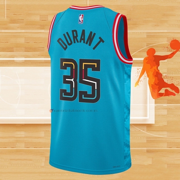 Camiseta Phoenix Suns Kevin Durant NO 35 Ciudad 2022-23 Azul