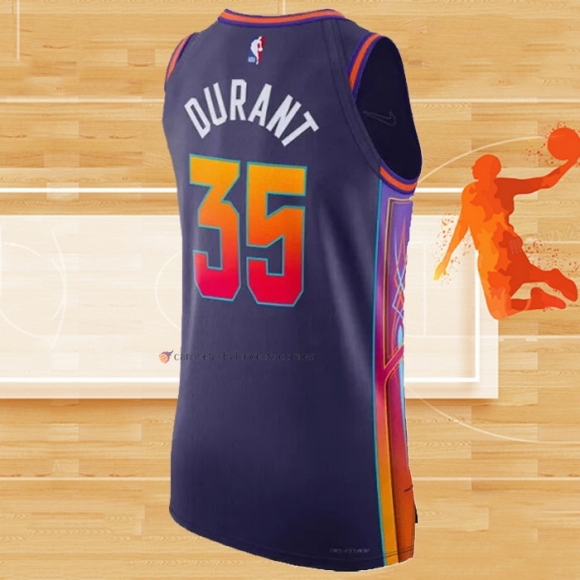 Camiseta Phoenix Suns Kevin Durant NO 35 Ciudad Autentico 2023-24 Violeta