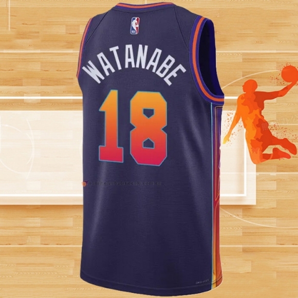 Camiseta Phoenix Suns Yuta Watanabe NO 18 Ciudad 2023-24 Violeta