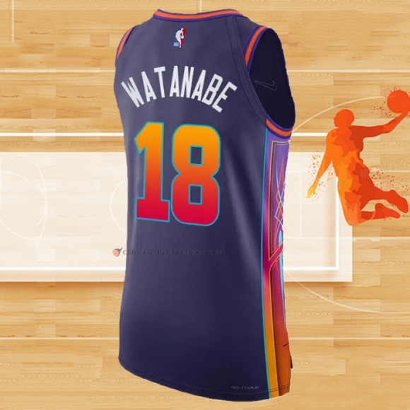 Camiseta Phoenix Suns Yuta Watanabe NO 18 Ciudad Autentico 2023-24 Violeta