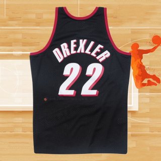 Camiseta Portland Trail Blazers Clyde Drexler NO 22 Mitchell & Ness 1991-92 Negro