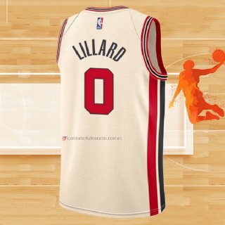 Camiseta Portland Trail Blazers Damian Lillard NO 0 Ciudad 2019-20 Crema