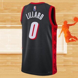 Camiseta Portland Trail Blazers Damian Lillard NO 0 Ciudad 2021-22 Negro