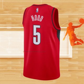 Camiseta Portland Trail Blazers Rodney Hood NO 5 Statement Edition Rojo Negro