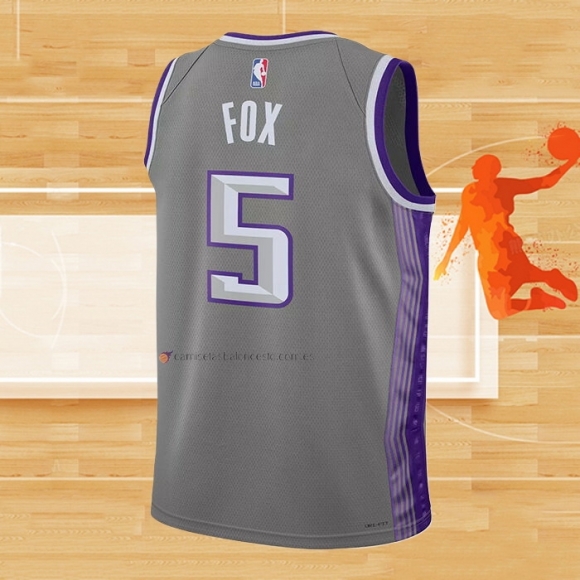 Camiseta Nino Sacramento Kings De'Aaron Fox NO 5 Ciudad 2022-23 Gris