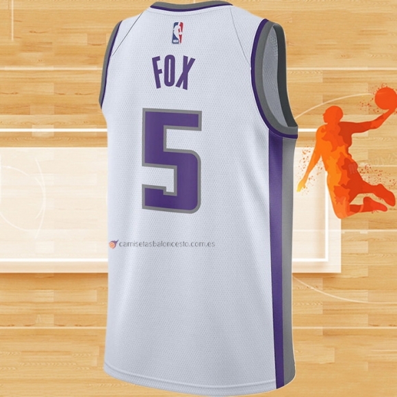 Camiseta Sacramento Kings De'Aaron Fox NO 5 Association Blanco