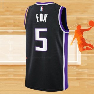 Camiseta Sacramento Kings De'Aaron Fox NO 5 Icon 2023-24 Negro