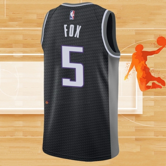 Camiseta Sacramento Kings De'Aaron Fox NO 5 Statement 2020-21 Negro