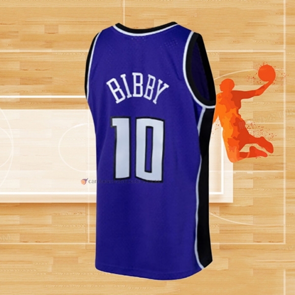 Camiseta Sacramento Kings Mike Bibby NO 10 Mitchell & Ness 2002-03 Violeta