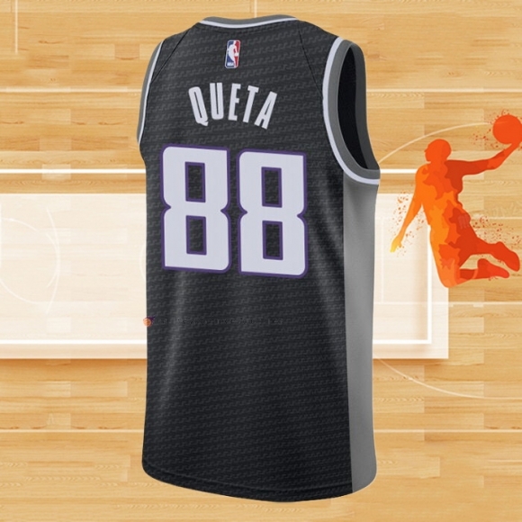 Camiseta Sacramento Kings Neemias Queta NO 88 Statement 2020-21 Negro