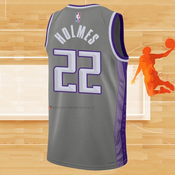 Camiseta Sacramento Kings Richaun Holmes NO 22 Ciudad 2022-23 Gris