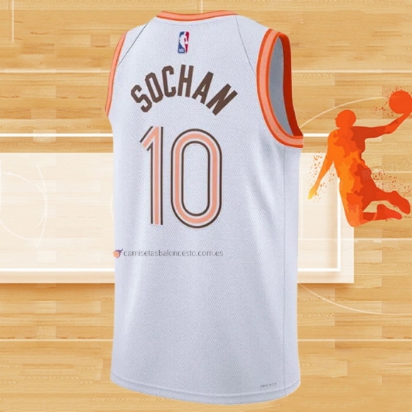 Camiseta San Antonio Spurs Jeremy Sochan NO 10 Ciudad 2023-24 Blanco