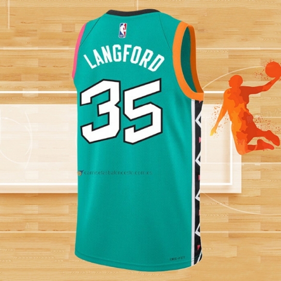 Camiseta San Antonio Spurs Romeo Langford NO 35 Ciudad 2022-23 Verde