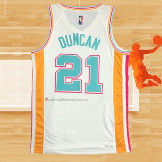 Camiseta San Antonio Spurs Tim Duncan NO 21 Ciudad 2021-22 Blanco