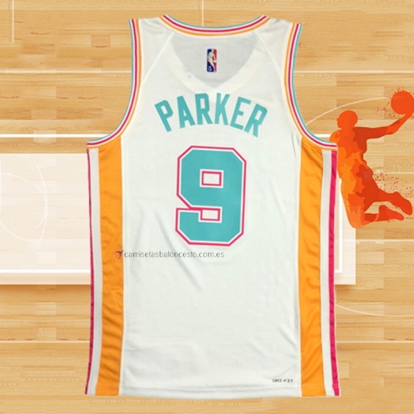 Camiseta San Antonio Spurs Tony Parker NO 9 Ciudad 2021-22 Blanco