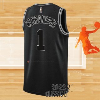 Camiseta San Antonio Spurs Victor Wembanyama NO 1 Classic 2022-23 Negro