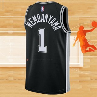 Camiseta San Antonio Spurs Victor Wembanyama NO 1 Icon 2022-23 Negro