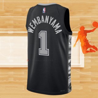 Camiseta San Antonio Spurs Victor Wembanyama NO 1 Statement 2022-23 Negro