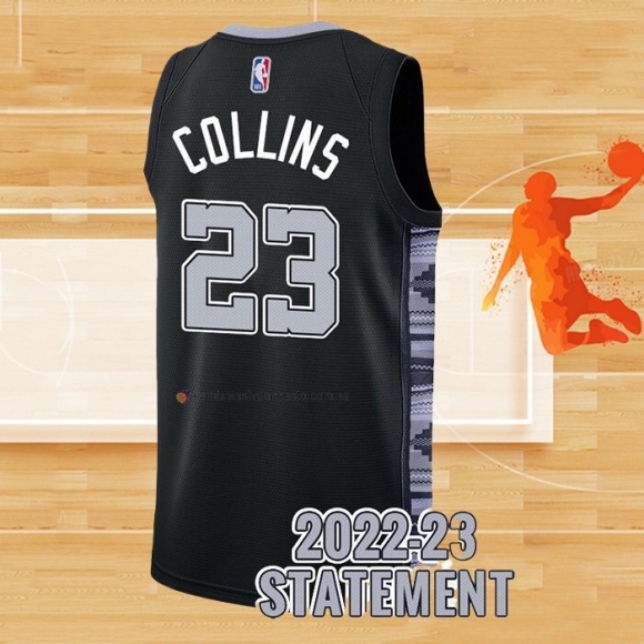 Camiseta San Antonio Spurs Zach Collins NO 23 Statement 2022-23 Negro