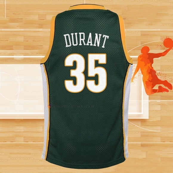 Camiseta Nino Seattle SuperSonics Kevin Durant NO 35 Mitchell & Ness 2007-08 Verde