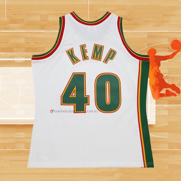 Camiseta Nino Seattle SuperSonics Shawn Kemp NO 40 Historic Retro Blanco