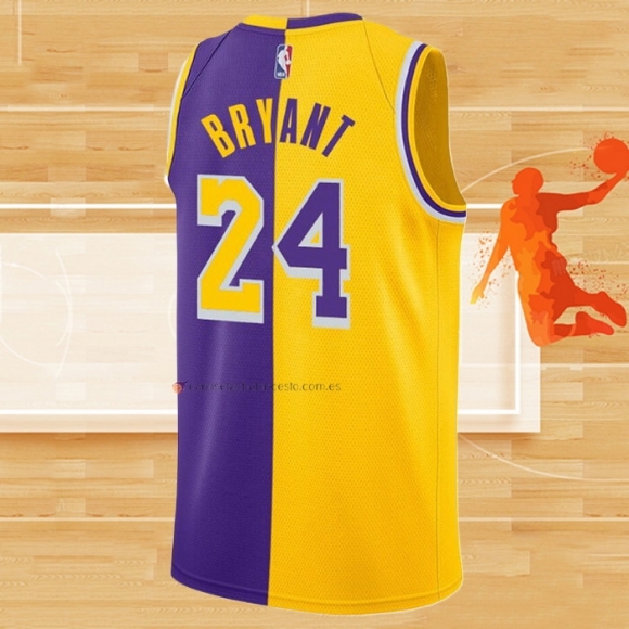 Camiseta Los Angeles Lakers Kobe Bryant NO 24 Split Amarillo Violeta