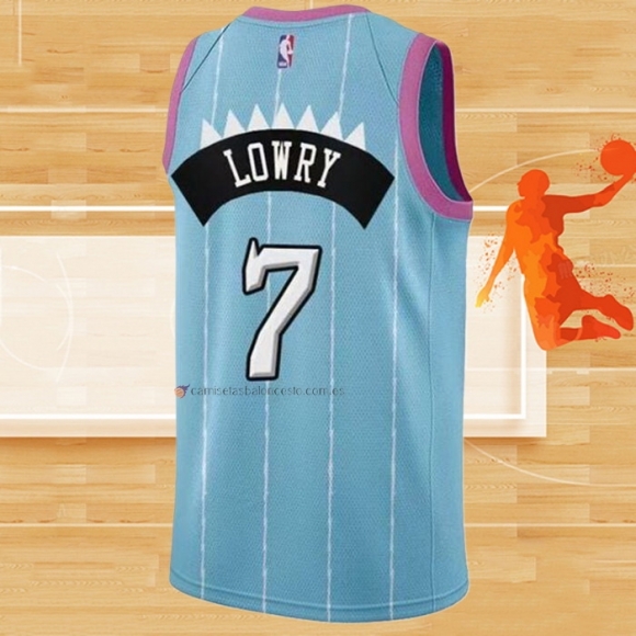 Camiseta Toronto Raptors Kyle Lowry NO 7 Ciudad 2020-21 Rosa Azul