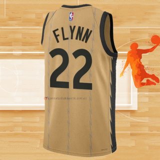 Camiseta Toronto Raptors Malachi Flynn NO 22 Ciudad 2023-24 Oro