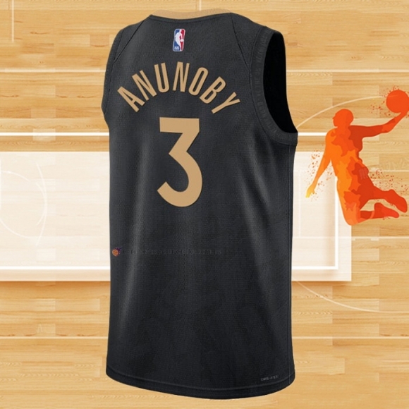 Camiseta Toronto Raptors OG Anunoby NO 3 Ciudad 2022-23 Negro