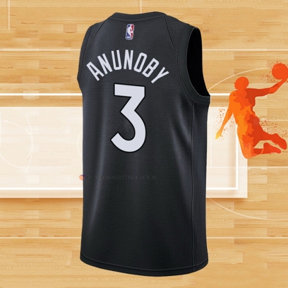 Camiseta Toronto Raptors OG Anunoby NO 3 Earned 2020-21 Negro Violeta